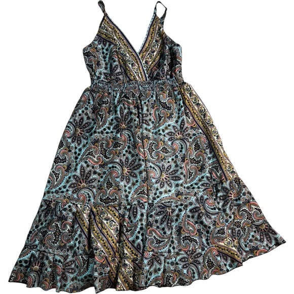 ZURY Boho Floral Paisley Silk Blend Mini Dress Free Size Womens Adjustable Strap - Picture 1 of 6